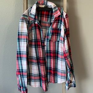 Cherish long sleeve button up plaid shirt